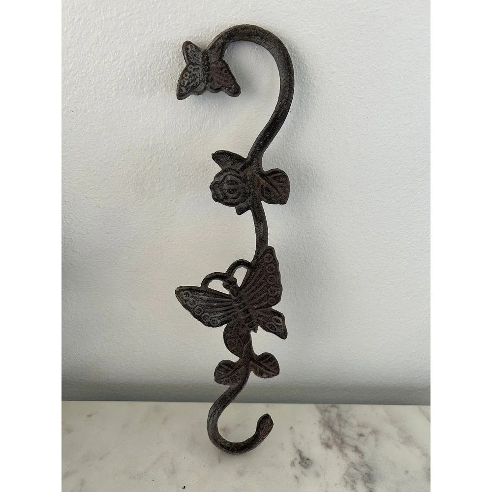 Vintage Cast Iron Butterfly Rose S Hook Garden Plant Hanger Decorative Extender